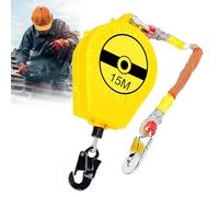 VFDZ Self Retracting Lifeline 3-20m, Height Protection Devices Retractable, Height Safety Device Fall Arrest with Self-Locking Hook and Double Locking Structure for High-Altitude Work(Yellow,15m)
