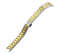 VFEBTSD 12mm X 7mm Stainless Steel Solid Metal Watch Strap For 1853 Compatible With TISSOT T094 Compatible With FLAMINGO .210 Watchband Bracelets Women(Silver gold)