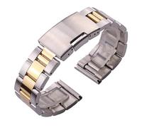 VFEBTSD 18 20 22 24mm Watch Band Strap Solid Stainless Steel Bracelet Silver Gold Black Straight End Watchbands Watches Accessories(Middle Gold,24mm)