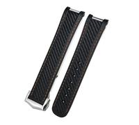 VFEBTSD 18mm 19mm 20mm Curved End Silicone Rubber Watchband Compatible With Omega 007Compatible With Seamaster 300 AT150 Aqua Terra Speedmaster Watch Strap Tools(Black orange,20MM_ROSE BUCKLE)