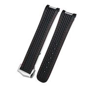 VFEBTSD 18mm 19mm 20mm Curved End Silicone Rubber Watchband Compatible With Omega 007Compatible With Seamaster 300 AT150 Aqua Terra Speedmaster Watch Strap Tools(Black red,18MM_BLACK BUCKLE)