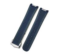 VFEBTSD 18mm 19mm 20mm Curved End Silicone Rubber Watchband Compatible With Omega 007Compatible With Seamaster 300 AT150 Aqua Terra Speedmaster Watch Strap Tools(Blue green,19MM_SILVER BUCKLE)