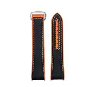 VFEBTSD 19mm 20mm 21mm 22mm Nylon Rubber Watch Band Compatible With Omega Compatible With Speedmaster Moonwatch Seamaster Pointed Folding Buckle Strap(Black orange,22mm,Rosegold Buckle)