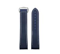 VFEBTSD 19mm 20mm 21mm 22mm Nylon Rubber Watch Band Compatible With Omega Compatible With Speedmaster Moonwatch Seamaster Pointed Folding Buckle Strap(Blue white,20mm,Rosegold Buckle)
