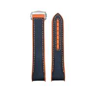 VFEBTSD 19mm 20mm 21mm 22mm Nylon Rubber Watch Band Compatible With Omega Compatible With Speedmaster Moonwatch Seamaster Pointed Folding Buckle Strap(Blue orange,20mm,Rosegold Buckle)