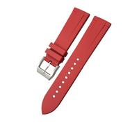 VFEBTSD 19mm 20mm 21mm 22mm Soft Waterproof Natural Fluororubber Watchband Compatible With IWC Big Pilot's TOP Compatible With Tissot Seiko Watch Strap(Red,20MM_SILVER BUCKLE)