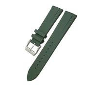 VFEBTSD 19mm 20mm 21mm 22mm Soft Waterproof Natural Fluororubber Watchband Compatible With IWC Big Pilot's TOP Compatible With Tissot Seiko Watch Strap(Green,22MM_BLACK BUCKLE)