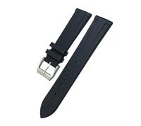 VFEBTSD 19mm 20mm 21mm 22mm Soft Waterproof Natural Fluororubber Watchband Compatible With IWC Big Pilot's TOP Compatible With Tissot Seiko Watch Strap(Black,19MM_SILVER BUCKLE)
