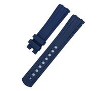 VFEBTSD 19mm 20mm 21mm Soft FKM Fluororubber Watchband Compatible With Omega Compatible With Seamaster 300 AT150 Speedmaster Planet Ocean Curved End Watch Strap(Blue No Buckle,21mm)