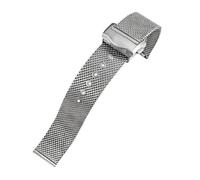 VFEBTSD 19mm 20mm 316L Stainless Steel Watchband Compatible With Omega 007 Compatible With Seamaster 300 AT150 DE VILLE Speedmaster Watch Strap Solid Mesh Bracelets(20MM_SILVER)