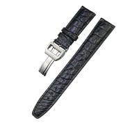 VFEBTSD 20mm 21mm 22mm Crocodile Leather Watchband Compatible With IWC Portugieser PORTOFINO Pilot's Watches Soft Watch Strap Bracelet(Black Style 1,20MM_NO BUCKLE)