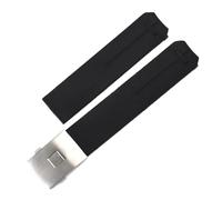 VFEBTSD 20mm 21mm Soft Silicone Rubber Watch Band Compatible With Tissot T-TOUCH T013 T047 T091 Black Orange Sport Waterproof Strap T Clasp(Black-silver,21mm)