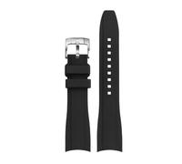 VFEBTSD 20mm 22mm Curved End Silicone Rubber Watch Strap Compatible With Omega Casio Swordfish Seiko Water Ghost Tissot Sports Watchband Bracelet(Black-silver A,22mm)