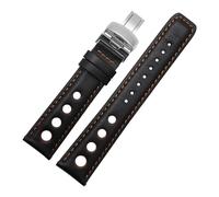 VFEBTSD 20mm Leather Watchband Racing Sport Series Wristband Replacement Compatible With Tissot T91 1853PRS516 Watch Strap Men's Bracelet(Black orange-silver)
