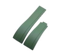 VFEBTSD 20mm Soft Rubber Watchband Compatible With Rolex Strap GMT OYSTERFLEX Daytona Submariner Yacht-Master Folding Buckle(Green,Black Buckle-link)