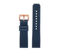 VFEBTSD 23mm 24mm Rubber Silicone Watch Strap Compatible With Car-tier London Tank CALIBRE W7100056 WGCA0010 WSCA0006 WSCA Citizen Sports Watchband(Blue-rose gold,24mm)