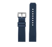 VFEBTSD 23mm 24mm Rubber Silicone Watch Strap Compatible With Car-tier London Tank CALIBRE W7100056 WGCA0010 WSCA0006 WSCA Citizen Sports Watchband(Blue-silver,24mm)