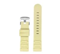 VFEBTSD 24mm Silicone Watch Strap Waterproof And Sweat Proof Stainless Steel Buckle Outdoor Sports Wristband Compatible With Luminox XS3749(Beige-Silver buckle)