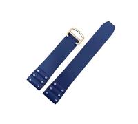 VFEBTSD Arrival Stylish Watchband Strap Rubber With Rivets Compatible With Special Santos 21mm Sport Watch Beautiful Bracelet Folding Buckle Hot(Blue-rosegold)