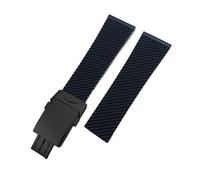 VFEBTSD Braided Silicone Rubber Watchband Compatible With Breitling Avenger Superocean Heritage Longines Watch Strap(Black-Black Style 1,24mm)