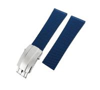 VFEBTSD Braided Silicone Rubber Watchband Compatible With Breitling Avenger Superocean Heritage Longines Watch Strap(Blue-Silver Style 3,24mm)