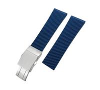 VFEBTSD Braided Silicone Rubber Watchband Compatible With Breitling Avenger Superocean Heritage Longines Watch Strap(Blue-Silver Style 1,21mm)