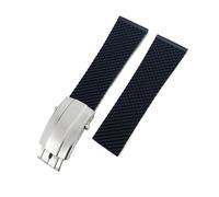 VFEBTSD Braided Silicone Rubber Watchband Compatible With Breitling Avenger Superocean Heritage Longines Watch Strap(Black-Silver Style 3,20mm)