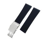 VFEBTSD Braided Silicone Rubber Watchband Compatible With Breitling Avenger Superocean Heritage Longines Watch Strap(Black-Silver Style 1,22mm)