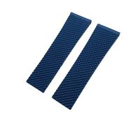 VFEBTSD Braided Silicone Rubber Watchband Compatible With Breitling Avenger Superocean Heritage Longines Watch Strap(Blue No Buckle,20mm)