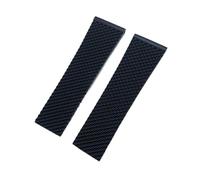 VFEBTSD Braided Silicone Rubber Watchband Compatible With Breitling Avenger Superocean Heritage Longines Watch Strap(Black No Buckle,22mm)