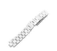 VFEBTSD Ceramic Watchband Black And White Compatible With J12 Bracelet Bands 16mm 19mm Strap Stainless Steel Folding Buckle Convex Watch Chain(White,19mm)