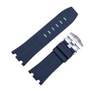 VFEBTSD Compatible With Audemars And Compatible With Piguet Royal Oak Strap Original AP 15710 26470 Silicone Rubber Sport Watch 28mm Watchband Accessories(Blue-silver)