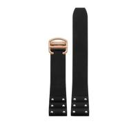 VFEBTSD Compatible With Cartier Santos Strap Silicone Bracelet Rubber Watchband For Waterproof Band 21mm Black Blue Wristband(Black rose gold)