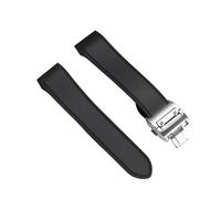 VFEBTSD Compatible With Cartier Santos100 Santos Silicone Rubber Watch Strap 100 Metal Buckle Watchband Men Soft Bracelet 23mm 25mm(Black-silver,25mm)