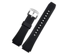 VFEBTSD Compatible With CASIO Edifice 5119 EF-552 EF-552D Black Men's Resin Watchband 25 * 20mm Convex Mouth Waterproof Rubber Strap Silicone Bracelet(Black Silver)