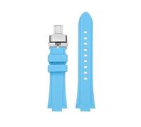 VFEBTSD Compatible With Casio Edifice Series EFR-S108D EFS-S570 ECB-10 ECB-10YDC Modified Raised Silicone Rubber Waterproof Ports Watch Strap Men(Sky blue-silver B,For ECB-10YDC)