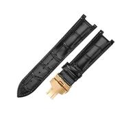 VFEBTSD Compatible With Gucci Guess 20x11 22x13mm Double Press Buckle Leather Ya133309 Comfortable Breathable Concave Interface Watch Strap(Black-gold,20-11mm)