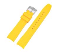 VFEBTSD Compatible With Omega Swatch Co Branded Watch Band Silicone Planet System Curved Compatible With Rolex Compatible With Water Ghost 20mm 22mm(Yellow Silver,20mm)