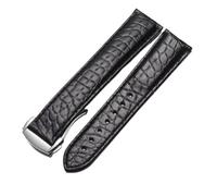 VFEBTSD Crocodile Leather Watch Strap Men's And Women's Style Compatible With Omega Compatible With Seahorse Deville Original Watch Band 18mm 19mm 20mm Bracelet(Black-silver,21mm)