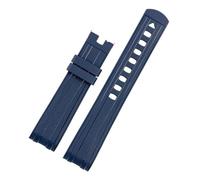 VFEBTSD Curved End Fluorous Rubber Silicone Watchband Compatible With Omega Compatible With Seamaster 300 Universe 007 20mm 22m Watch Soft Strap Men Replaceme(Blue No buckle,22mm)