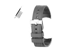 VFEBTSD Fluorine Rubber Watch Strap Compatible With Omega Hippocampus 300 Super Butterfly Fly For Rolex Longines Comcas 21mm Men's Wristband(Gray silver)
