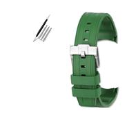 VFEBTSD Fluorine Rubber Watch Strap Compatible With Omega Hippocampus 300 Super Butterfly Fly For Rolex Longines Comcas 21mm Men's Wristband(Green silver)