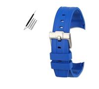 VFEBTSD Fluorine Rubber Watch Strap Compatible With Omega Hippocampus 300 Super Butterfly Fly For Rolex Longines Comcas 21mm Men's Wristband(Blue silver)