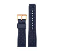 VFEBTSD FluoroRubber Silicone Watch Band Waterproof Replace Compatible With Cartier Strap CALIBRE W7100055/WGCA0010 WSCA0006 Bracelet(Blue-rosegold clasp,23mm)
