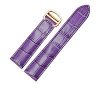 VFEBTSD Leather Watch Strap 16mm 18mm 20mm 22mm Compatible With Cartier Solo For Men Woman Replace Watchbands(Purple-gold,16mm)