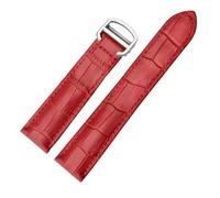 VFEBTSD Leather Watch Strap 16mm 18mm 20mm 22mm Compatible With Cartier Solo For Men Woman Replace Watchbands(Red-Silver,18mm)