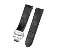 VFEBTSD Leather Watch Strap 20mm 23mm Compatible With Cartier Santos 100 Men's And Women's Folding Clasp Watchband(Black Silver Buckle,20mm)