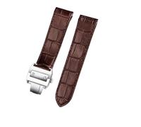 VFEBTSD Leather Watch Strap 20mm 23mm Compatible With Cartier Santos 100 Men's And Women's Folding Clasp Watchband(Brown silver Buckle,20mm)
