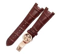 VFEBTSD Leather Watch Strap Compatible With Patek Philippe 5711 5712G Waterproof Concave Folding Clasp Watchband 25mm Wristband(Brown rose gold)