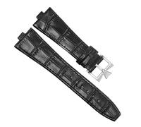 VFEBTSD Leather Watchband Compatible With Constantin OVERSEAS Series 4500V 5500V P47040 Stainless Steel Buckle Men Watch Strap 25 * 8(Black-silver)